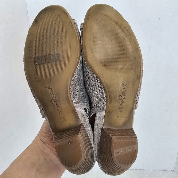 Paul Green Beige Perforated Heeled Sandals - Picture 8 of 11